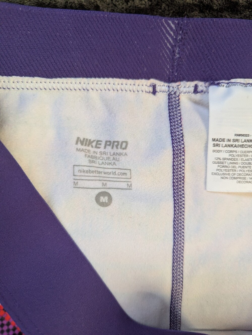 Nike Pro Pink and Purple Patterned Leggings - Picture 6 of 7